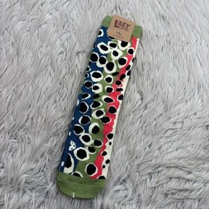 NEW Lazy One Trout Print Crew Socks Asleep at the Reel Women's 5-10 Men's 4-8